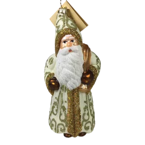 2000’s Mouth Blown Santa Ornament “Ritzy Holiday” by Ino Schaller