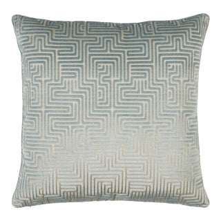 Schumacher Lisboa Velvet 20" Pillow in Sky For Sale