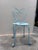 Metal Antique French Wrought Iron Heart-Back Bistro Chairs, Pair, Original Chippy Blue Paint For Sale - Image 7 of 10