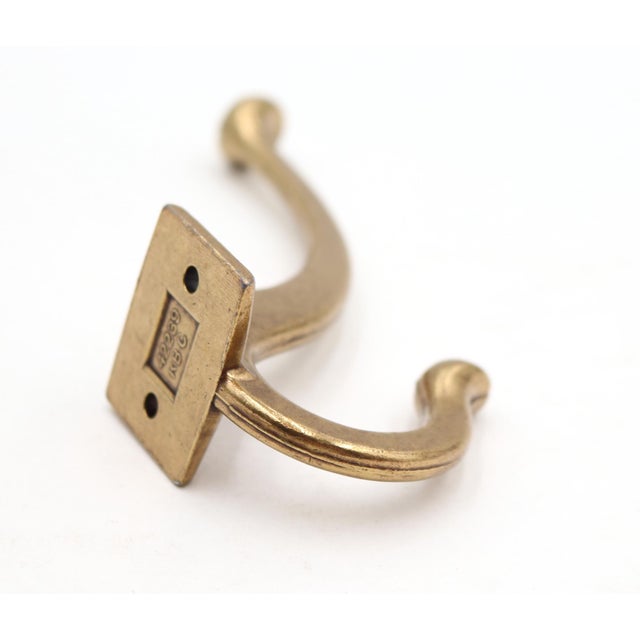 Traditional Double Arm Polished Brass Wall Hook For Sale - Image 3 of 4