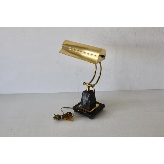 Vintage Brass Office Table Lamp Marble Base For Sale - Image 12 of 17