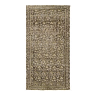 9 X 17 Antique Malayer Wool Rug in Muted Brown With Persian Floral Lattice For Sale