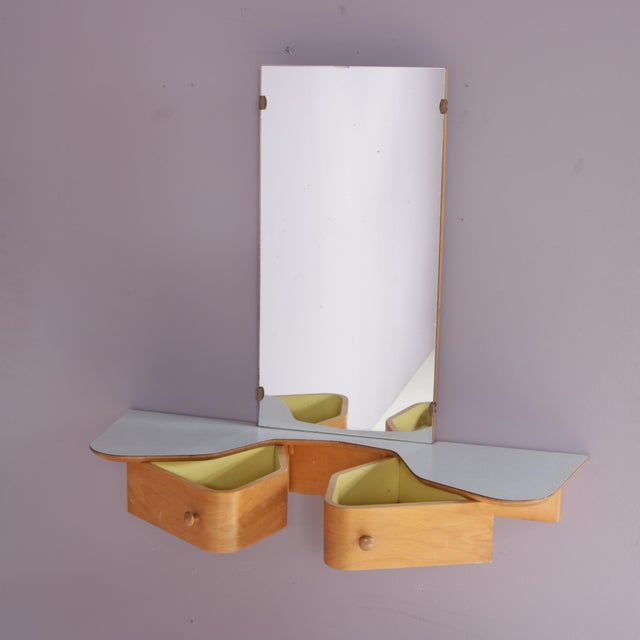 EB 05 Wall-Mounted Dressing Table with Mirror by Cees Braakman for Pastoe, 1950s For Sale - Image 3 of 9