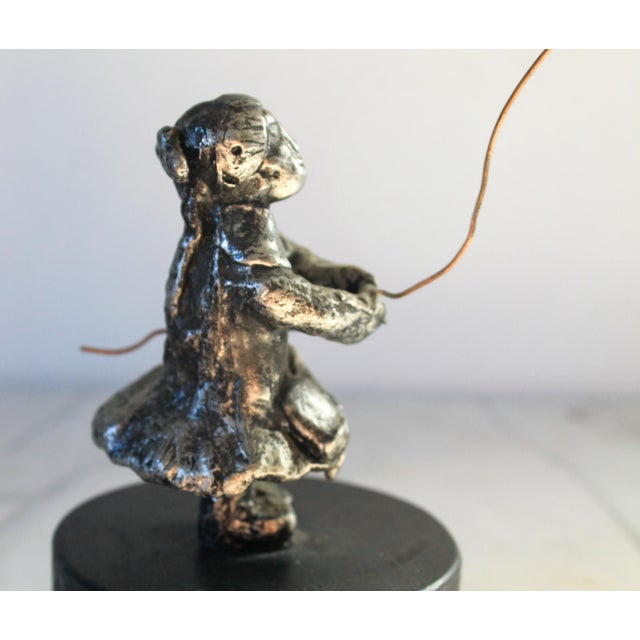 Vintage Metal Sculpture of Girl Flying Copper Kite For Sale - Image 9 of 12