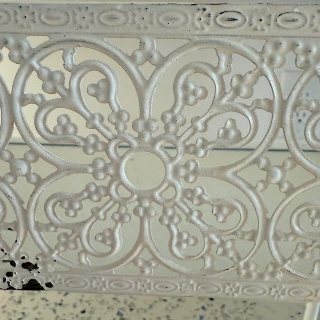 1980s Vintage Decorative Shabby Chic Metal Vanity Wall Shelf For Sale - Image 5 of 12