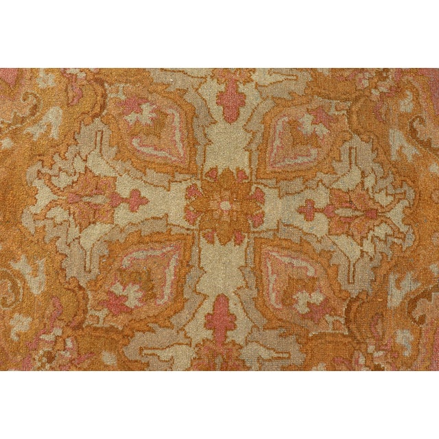 Indian Antique Indian Amritsar Rug in Acidic Yellow, Pink and Ivory With Medallion For Sale - Image 3 of 14