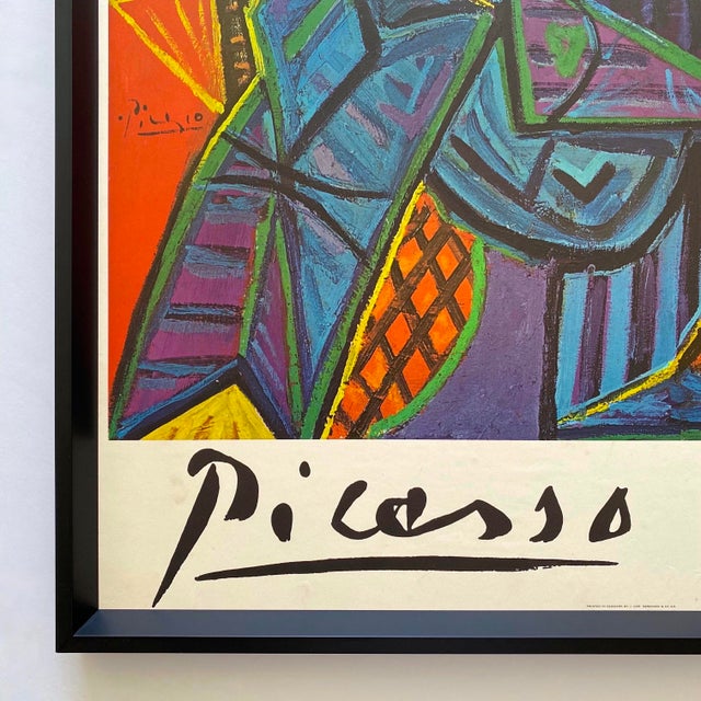 Pablo Picasso Vintage 1968 Mid Century Danish Modern Lithograph Print Framed Cubist Exhibition Poster " Femme Assise Dans Un Fauteuil " 1941 For Sale - Image 10 of 18