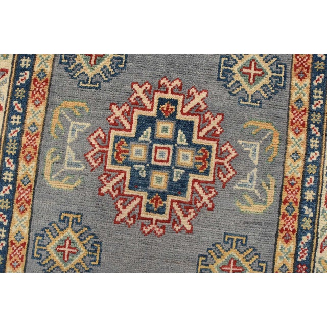 Gray Kazak Runner 2’7” X 9’10” Gray Wool Tribal Hand-Knotted Oriental Rug For Sale - Image 8 of 12