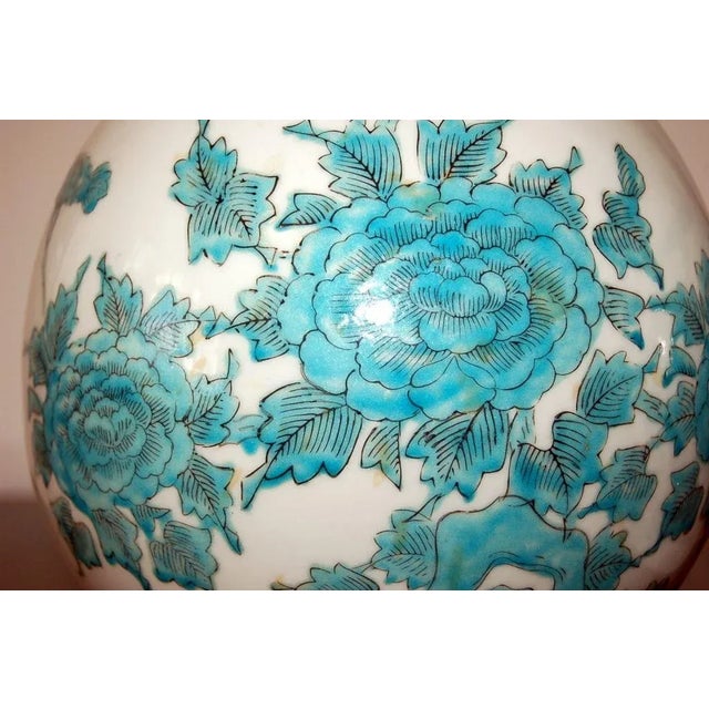 1960s Marbro Porcelain Lamps Aqua White For Sale - Image 5 of 9