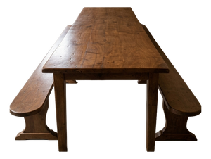 19th Century Monumental Norman Farm Table and Benches in Cherry and Oak, 1860s, Set of 3