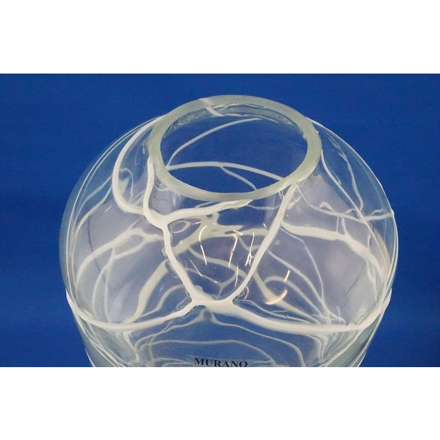 Murano Glass Vase in White Glass Paste Lattice, 1940s For Sale - Image 15 of 18