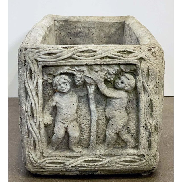 English Garden Stone Trough or Planter With Cherub Relief For Sale - Image 11 of 13