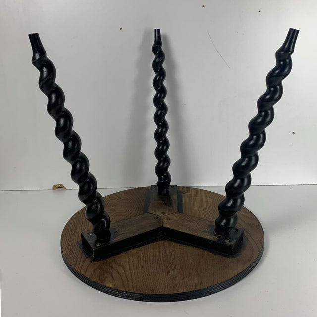 1950s Mid-Century French Ebonized Turned Wood Side Table with Cork Screw Legs, 1950s For Sale - Image 5 of 15