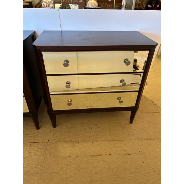 Ethan Allen Mahogany & Mirrored Dresser Nightstands For Sale - Image 9 of 12