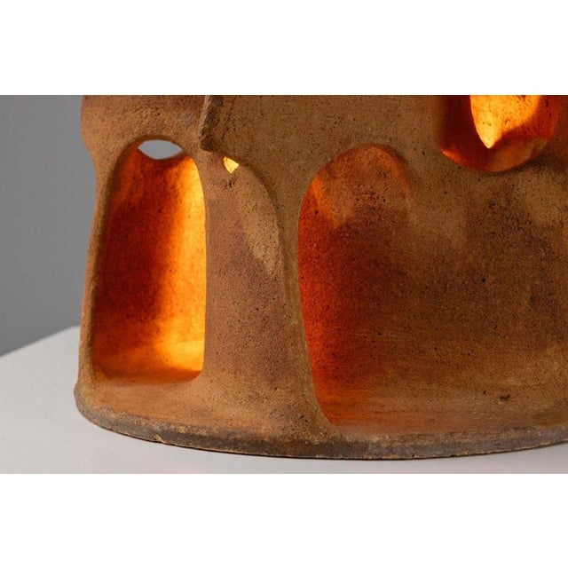 Ceramic Flamme Lamp in Terracotta by Guy Bareff, France, 1970s For Sale - Image 7 of 18