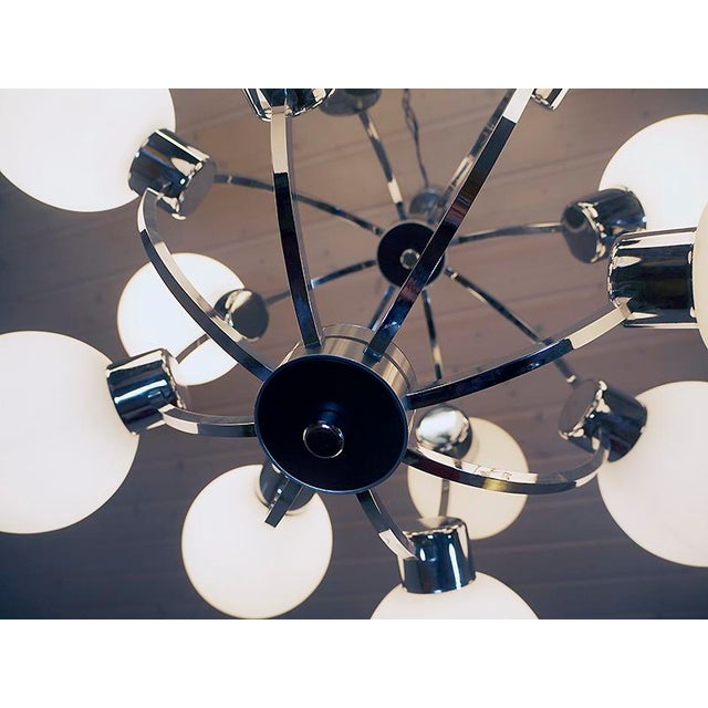 Metal Space Age Glass and Chrome Chandelier from Kaiser Idell / Kaiser Leuchten, 1960s For Sale - Image 7 of 8