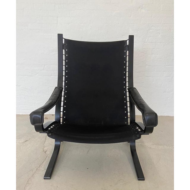 Set of Vintage Norwegian Leather Chair and Ottoman by Ingmar Relling For Sale - Image 16 of 17