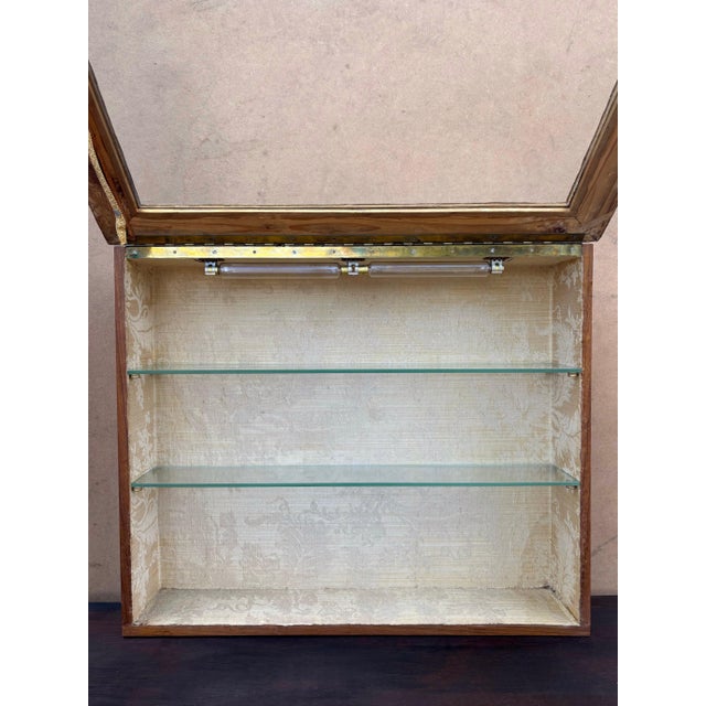Glass Gilt Plaster Wall Display Cabinet with Glass Shelves, 1930s For Sale - Image 7 of 9