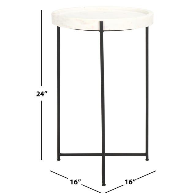 Contemporary Bavaria Marble Side Table in White / Black For Sale - Image 3 of 8