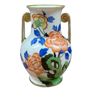 Antique Japanese Hand Painted Peony Porcelain Vase