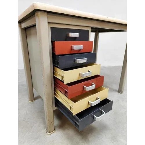 Metal Vintage Industrial Writing Desk by Andre Cordemeyer for Gispen, 1950s For Sale - Image 7 of 7