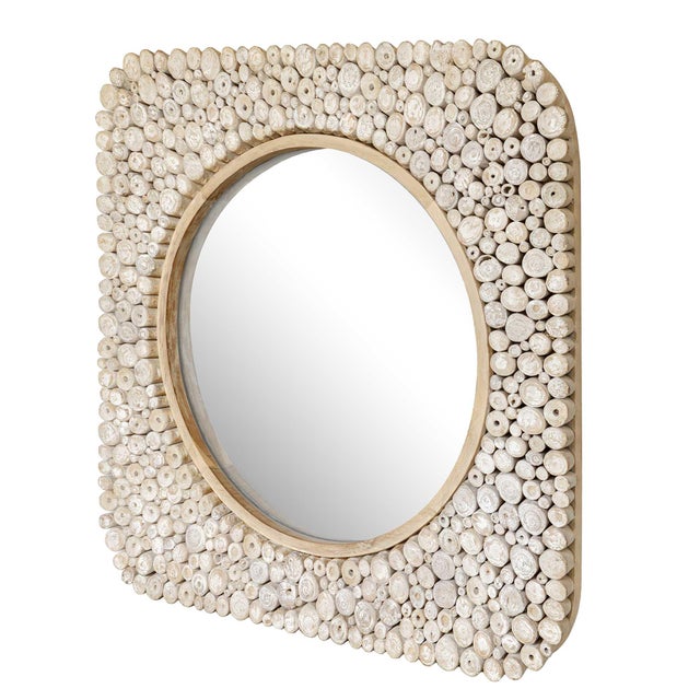 A True One Of A Kind Piece, This Mirror Features An Antircate Mosiac Frame Made Of Natural Teak Wood Branches. Their...