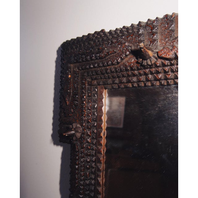 Antique Hand Carved Tramp Art Mirror, Late 19th Century For Sale - Image 17 of 18