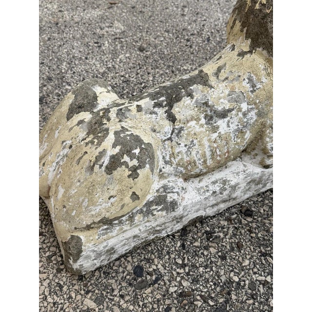 Vintage Classical Style Cast Cement Concrete Guardian Entry Lions - Pair For Sale - Image 12 of 16