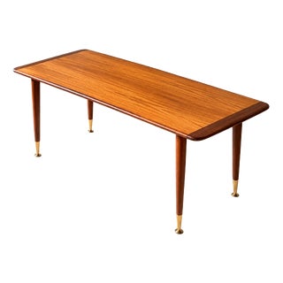 Mid-Century Modern Teak Coffee Table with Brass Feet, Sweden, 1960s For Sale