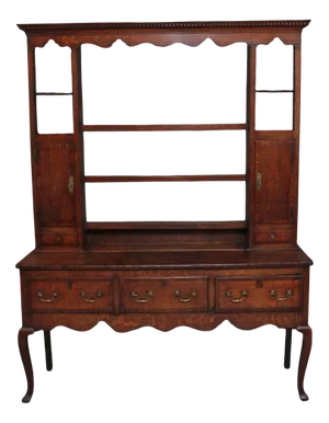 18th Century Country Oak Dresser and Rack, Set of 2