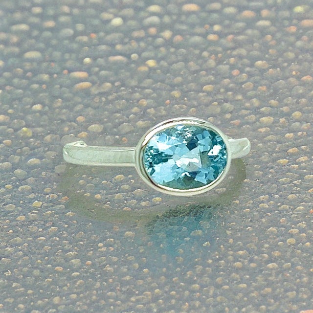 Natural Finely Faceted Aquamarine Ring 6.5 14k W Gold 1.64 TCW Certified $1,950 221341 This is a Unique Custom Made...