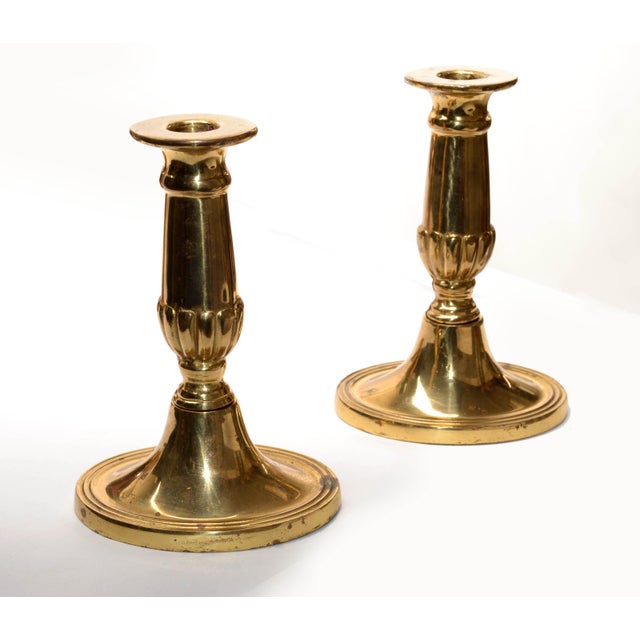 1950s English Traditional Brass Candle Holders, Pair For Sale In Miami - Image 6 of 12