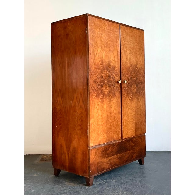 Mid-Century Modern Vintage Burl Wood Armoire For Sale - Image 3 of 12
