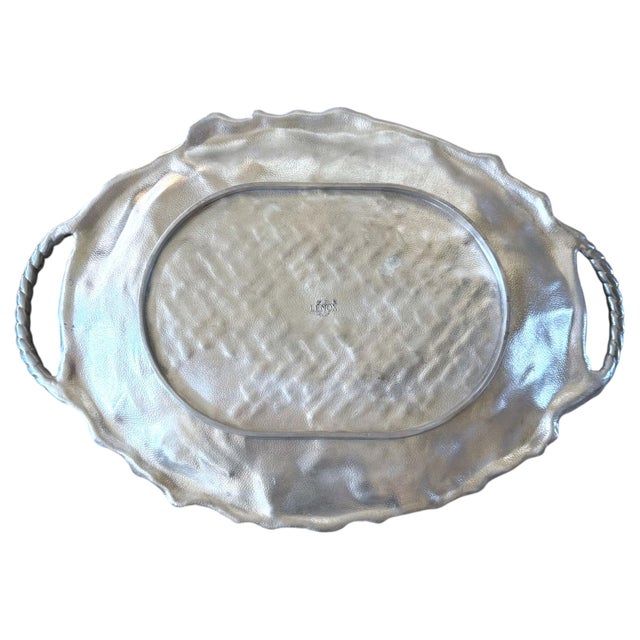Lenox Grape Weave Large Handled Silver-Tone Tray Metal Serveware For Sale In Dallas - Image 6 of 11
