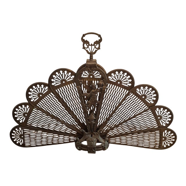 Vintage Brass Fireplace Fan For Sale