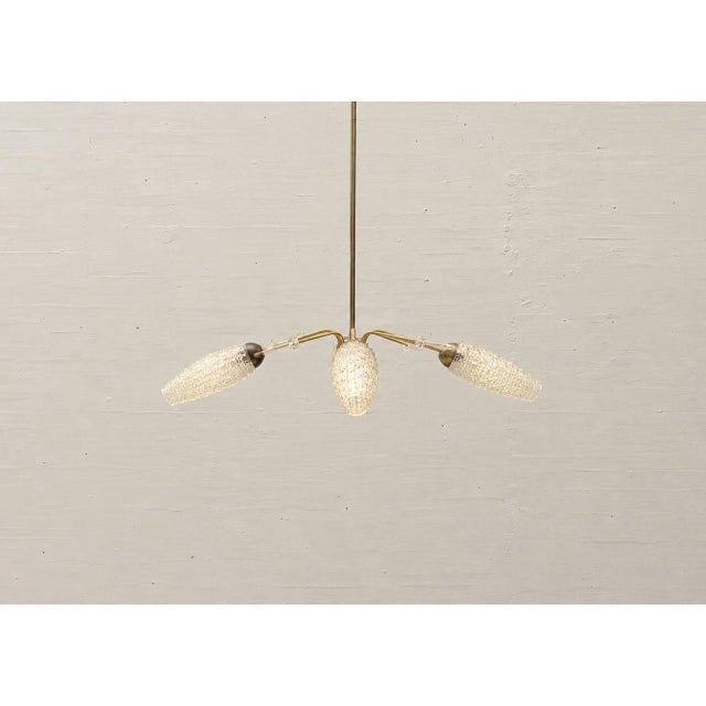 Ceiling Light with Textured Glass Shades and Crystal Prisms, 1960s For Sale - Image 15 of 15