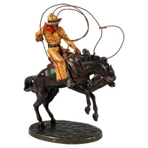 Viennese Bronze Cowboy with Lasso on Horse Figure by Carl Kauba, 1920s