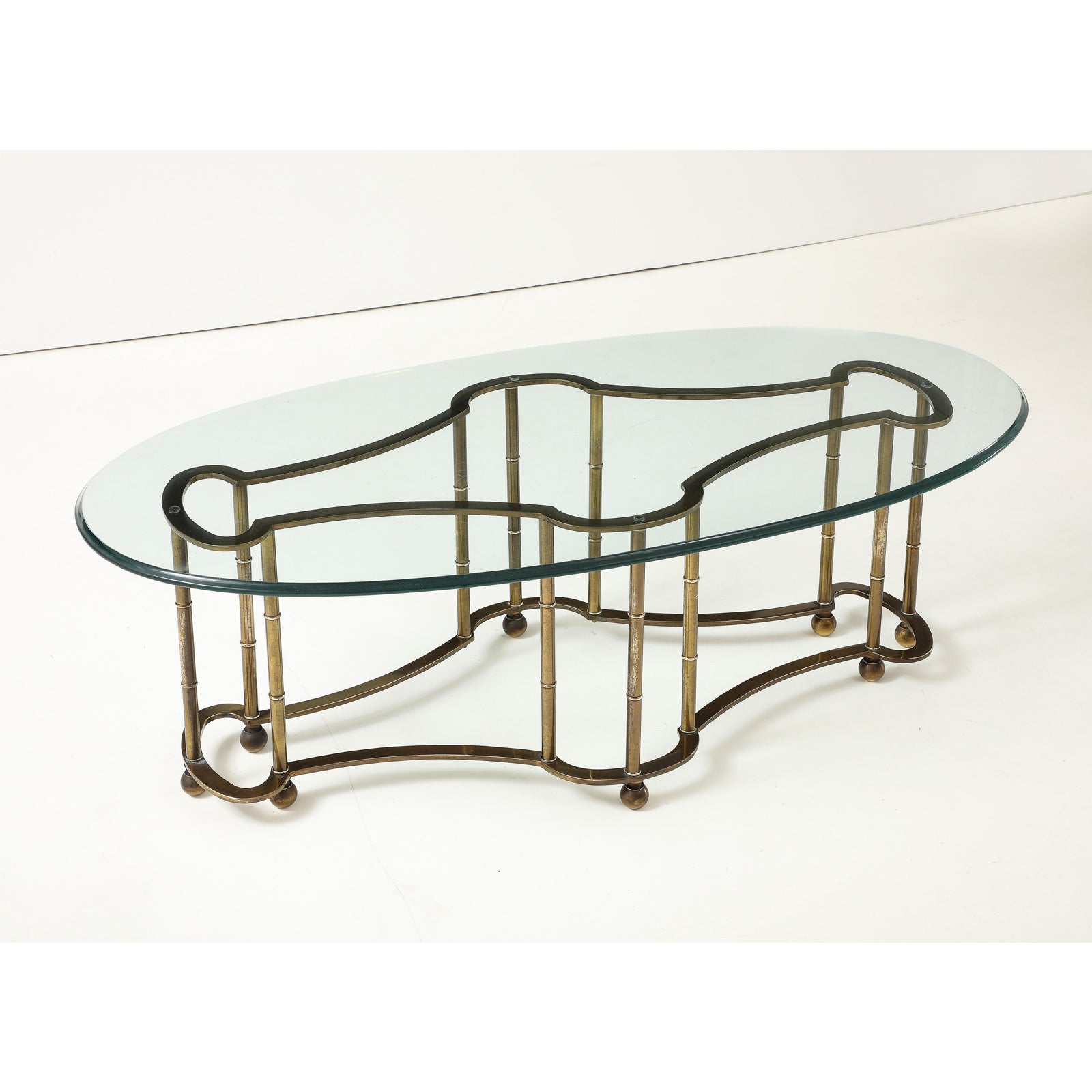 1970's Mastercraft Brass Oval Coffee Table | Vintage MCM