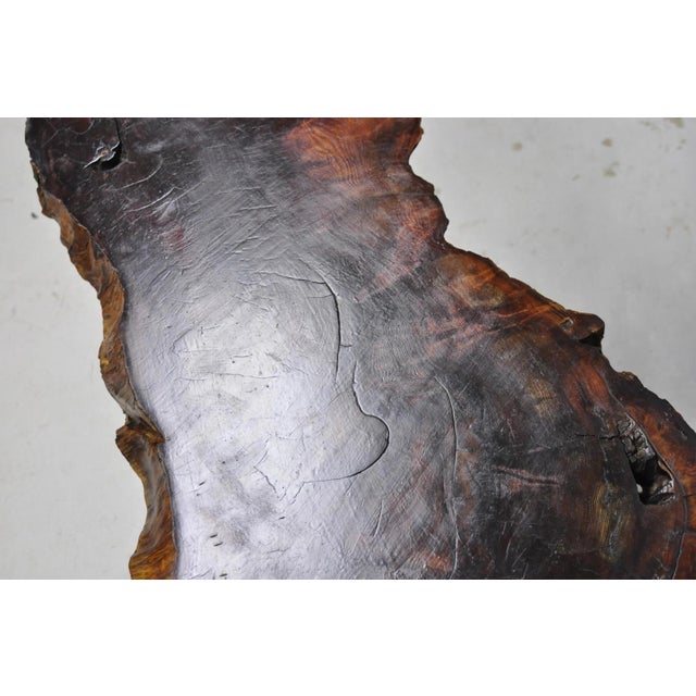 Vintage Mid Century Modern Burl Wood Slab Driftwood Sculptural Coffee Table For Sale - Image 9 of 16