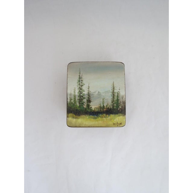 Oil Painting Of A Landscape Signed Wilson On A Wooden Box Chairish