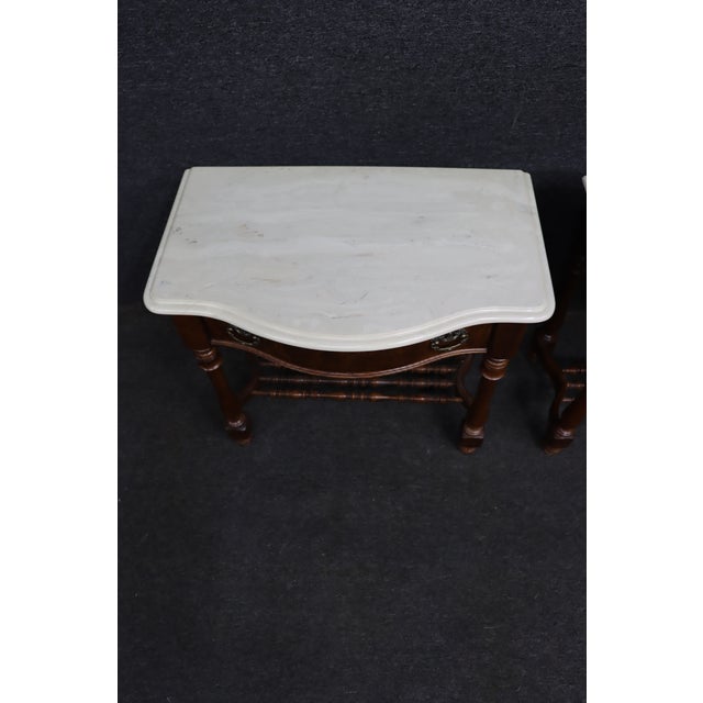 Wood Pulaski Furniture Oak Nightstands With Faux Marble Tops, Pair For Sale - Image 7 of 15