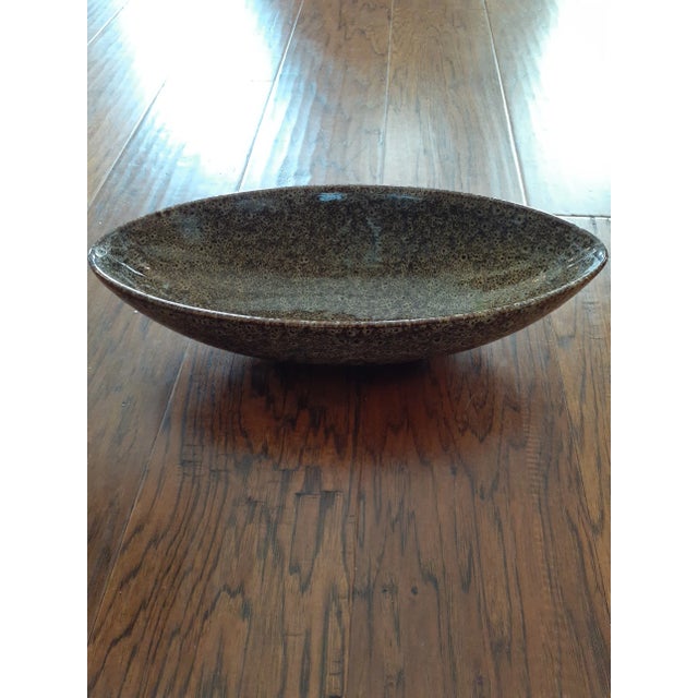 1970s Signature Home Art Studio Glazed Pottery Boat Shape Bowl For Sale - Image 4 of 6