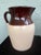 Vintage American Two-Tone Pottery Water Jug Pitcher in Brown & Cream Glaze For Sale - Image 4 of 8