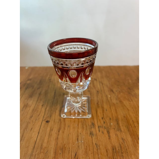 Pair of Mid Century 1960s Regal Crystal Ruby Sipping Glasses For Sale - Image 4 of 6