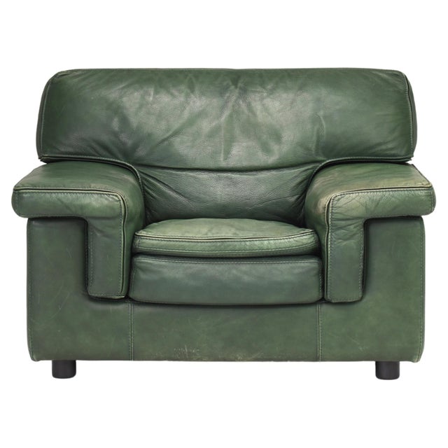 Roche Bobois Lounge Armchair in Original Green Patinated Leather 1970 For Sale - Image 17 of 17