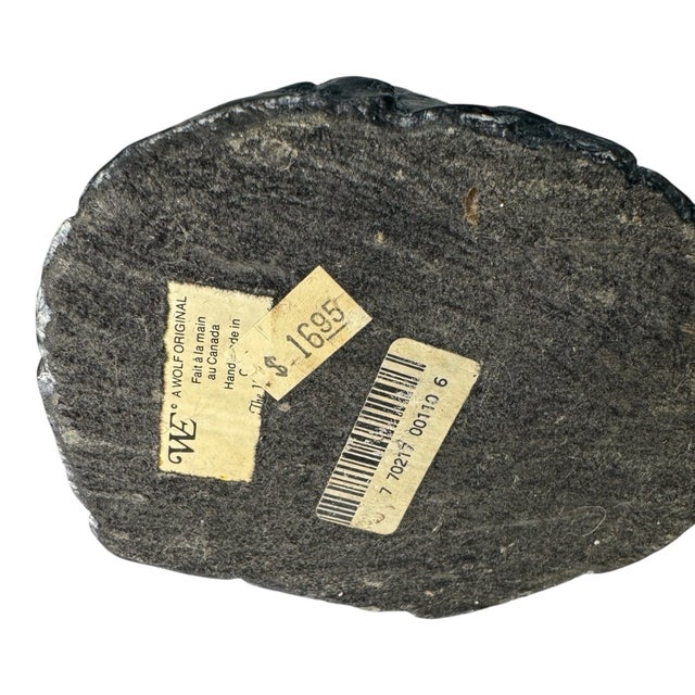 80s Handmade Wolf Figurine Canada a Wolf Original Sculpture Wildlife Statue For Sale - Image 10 of 10