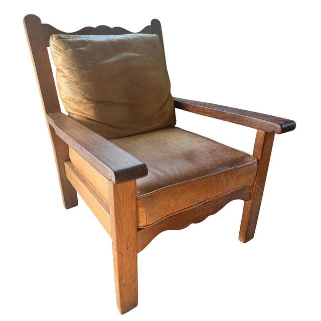 Vintage Unique Lodge Style Mission Oak Lounge Chairs (Pair) For Sale - Image 4 of 14