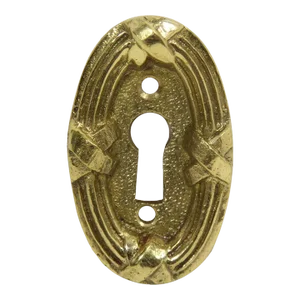 Late 20th Century Solid Brass Braided Oval Door Keyhole Cover