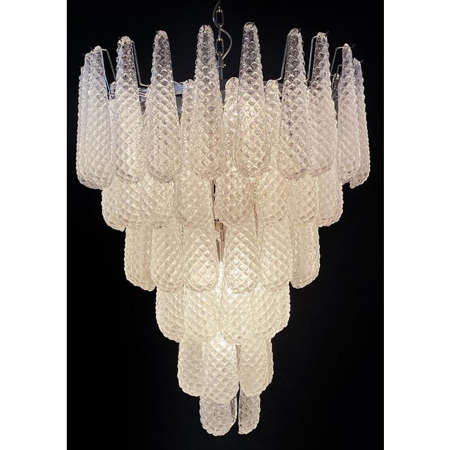 Italian Murano Glass Petals Drop Chandeliers, 1970s, Set of 2 For Sale - Image 4 of 18