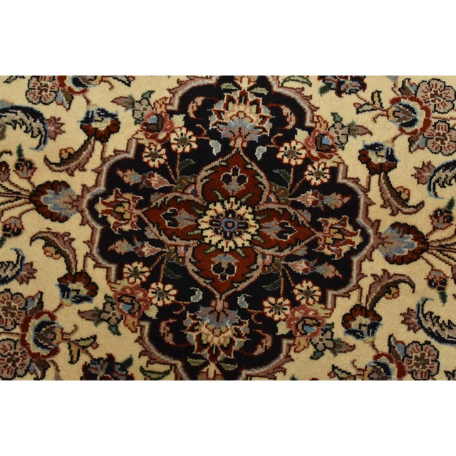 Textile Fine Kashmar Rug 3’5′ X 4’8” Ivory Wool Traditional Hand-Knotted Carpet For Sale - Image 7 of 12